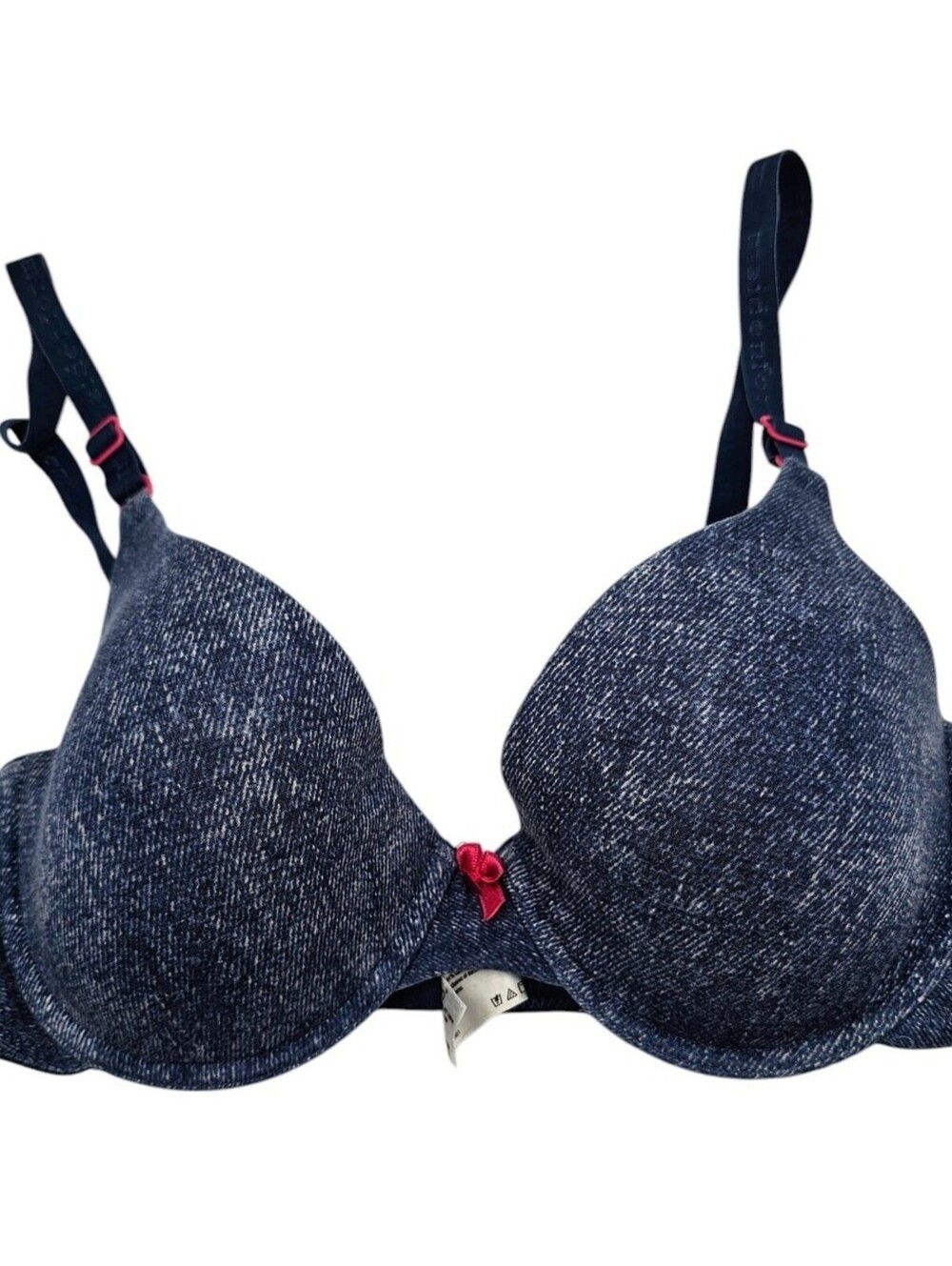 Maidenform Womens Sz 34D Classic T Shirt Bra Lightly Lined Faux Denim Print
